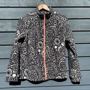 Columbia Black white and coral zip up girls fleece sweatshirt XL